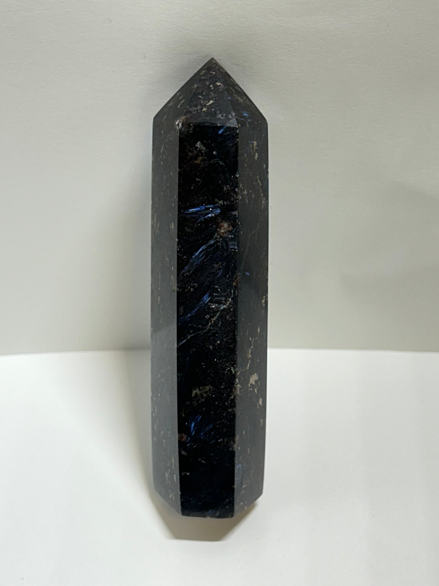 Arfvedsonite Garnet Tower Crystal  Point Carved Polished (E)