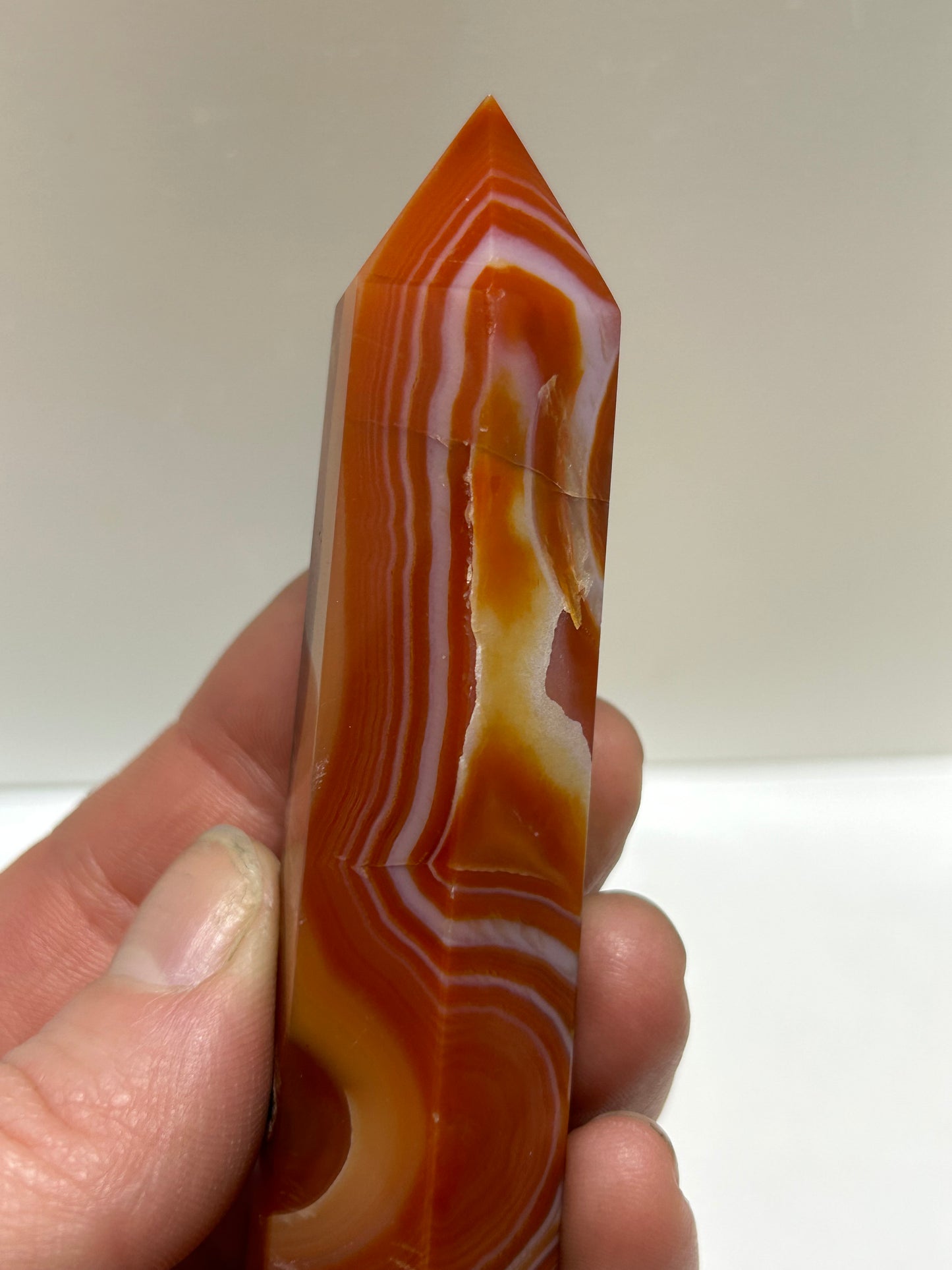 Carnelian Druzy Carved Polished Crystal Tower Stone