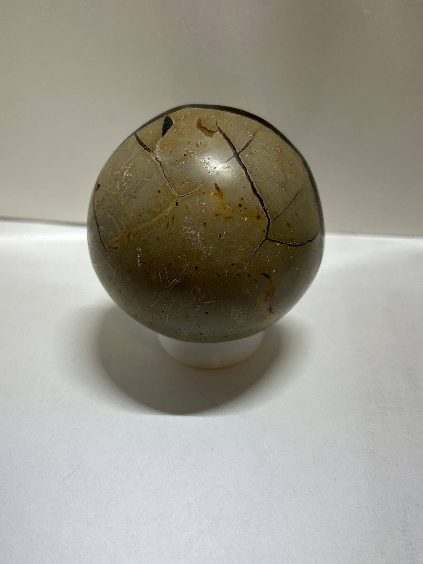 Septarian Sphere Carving Specimen Dragon Egg Crystal