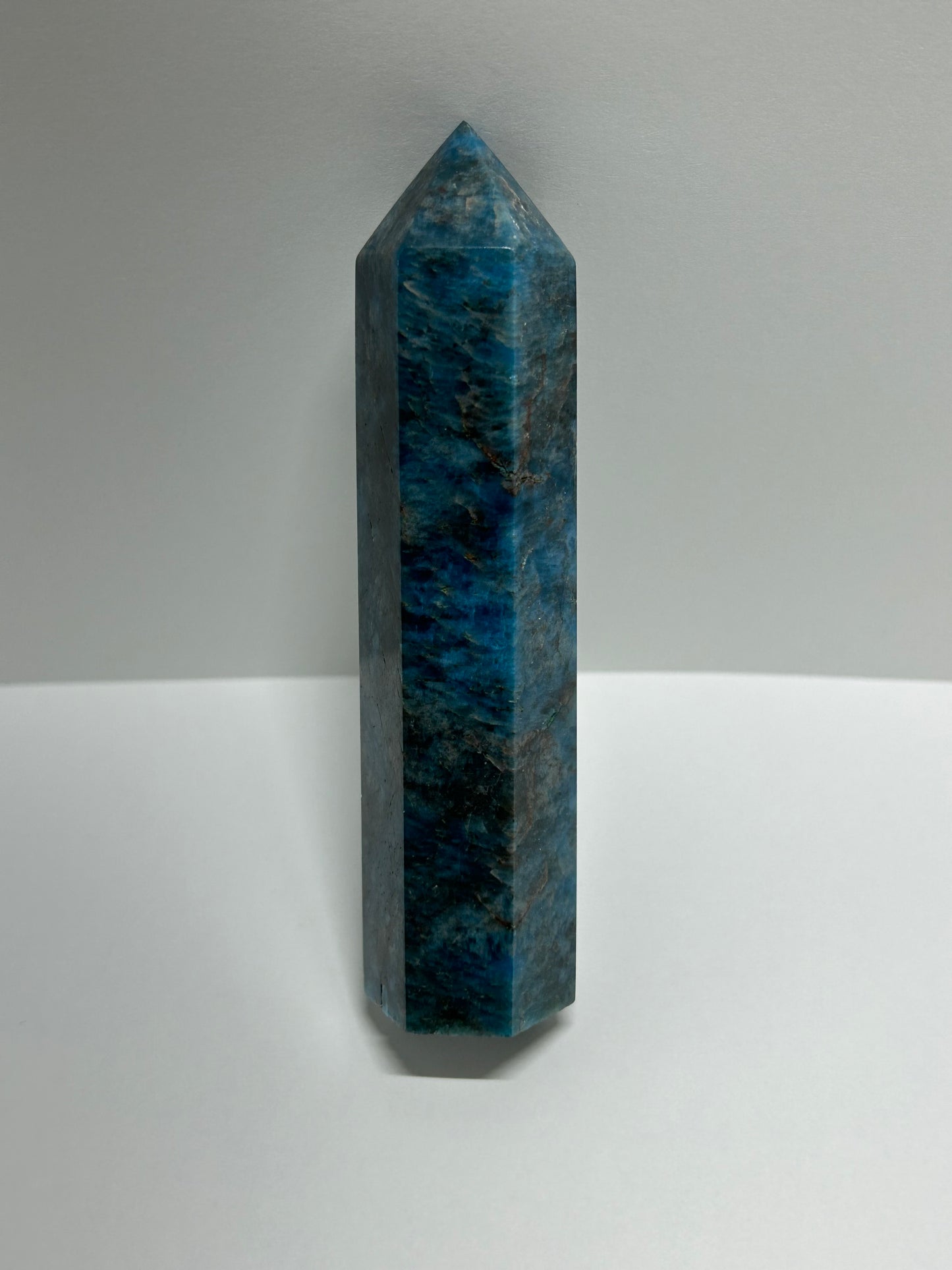 Blue Apatite Tower Crystal Point Flashy