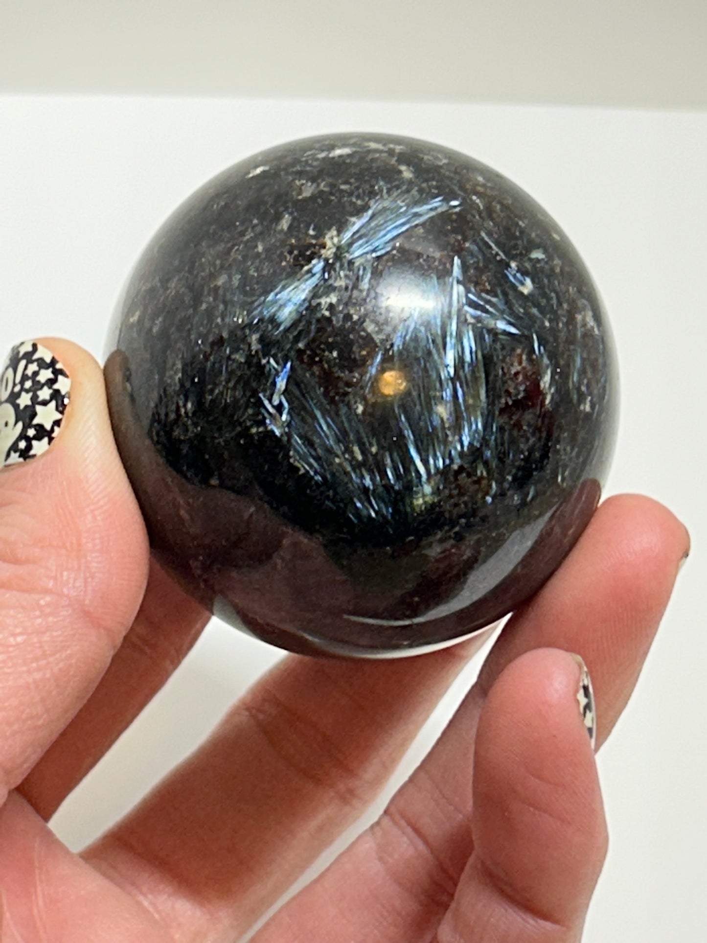 Arfvedsonite Garnet Sphere Crystal  Carved Polished (A)