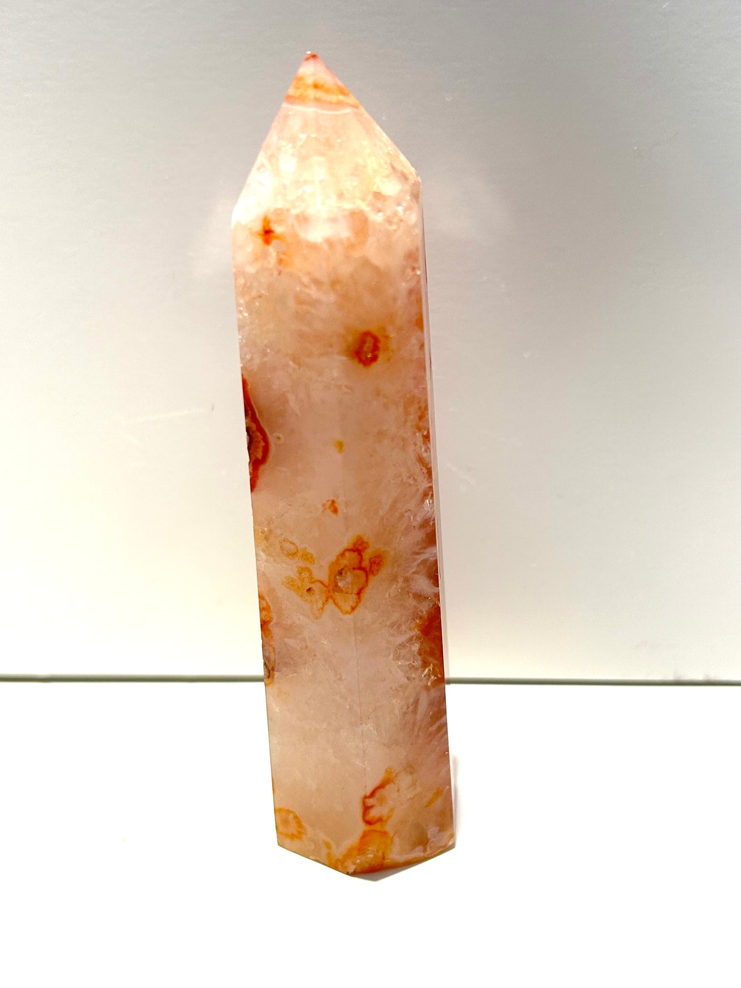 Carnelian Flower Agate Quartz Crystal Tower Stone