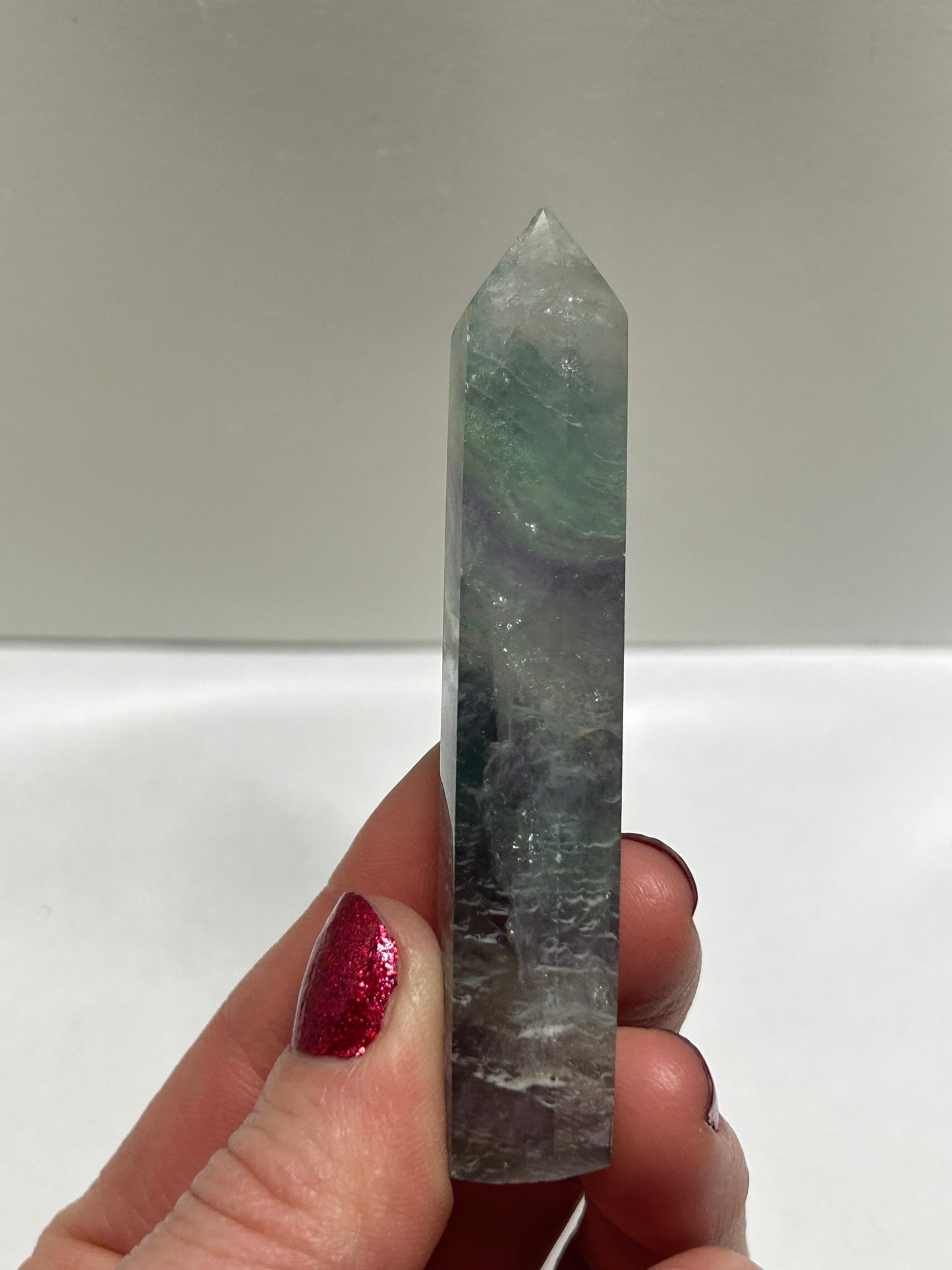 Rainbow Flourite Polished Point Tower Crystal (5)