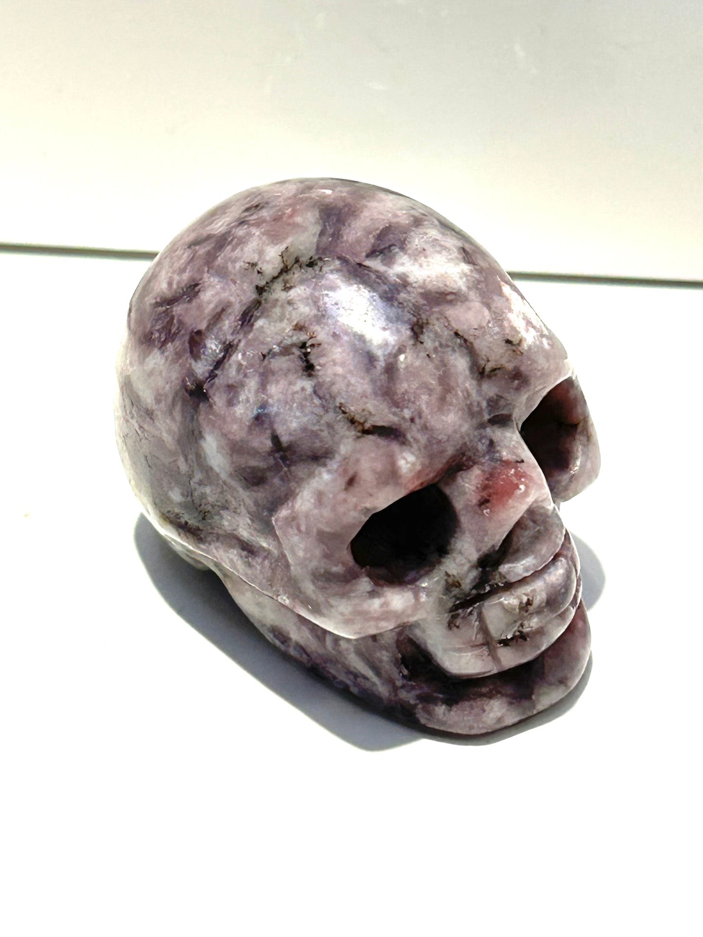 Lepidolite 2” Skull Gemstone Crystal Carving Mica Stone