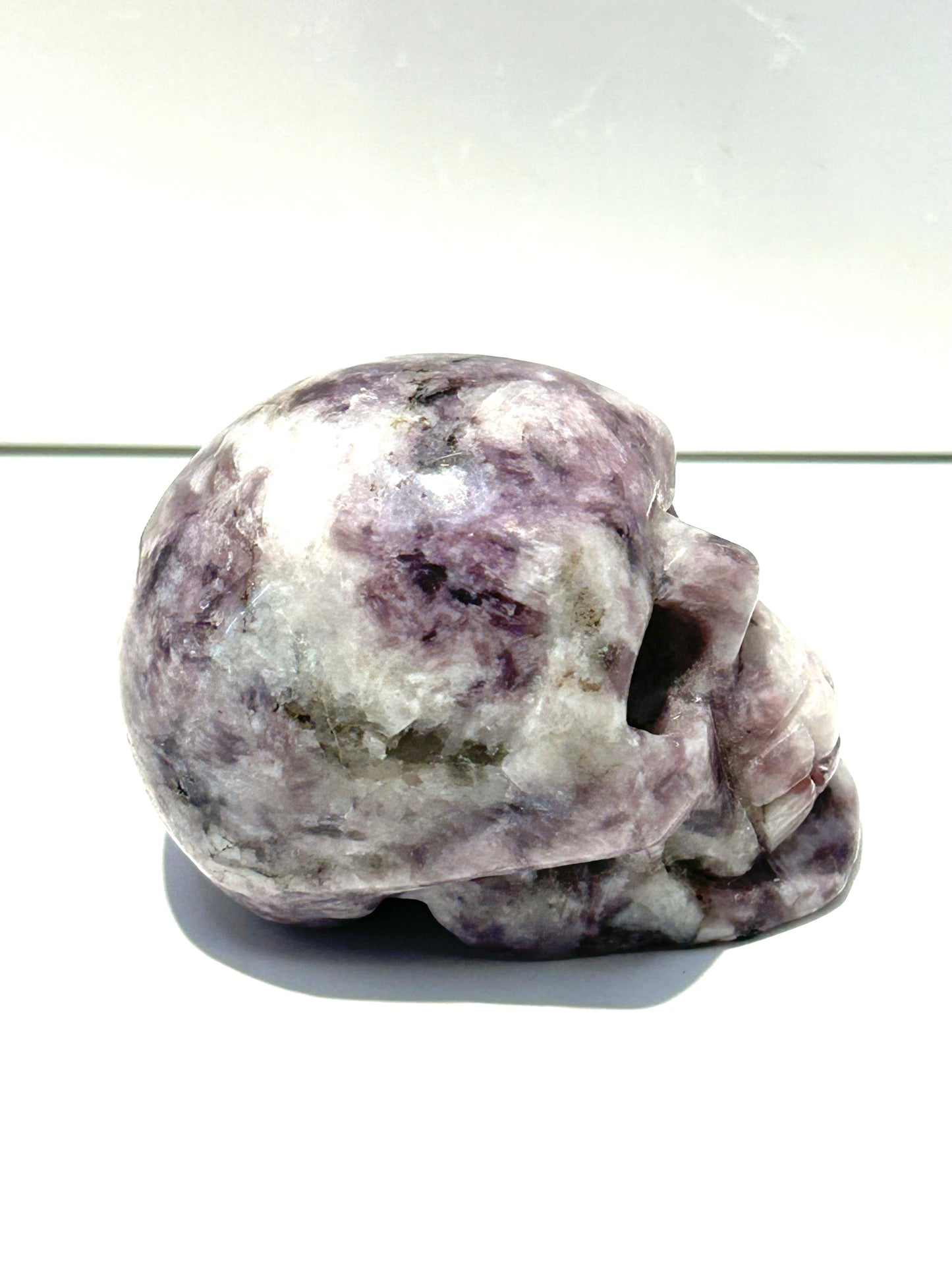 Lepidolite 2” Skull Gemstone Crystal Carving Mica Stone