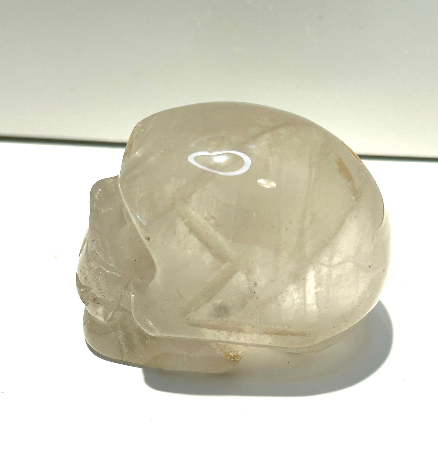 2” Clear Quartz Skull Carving With Inclusions