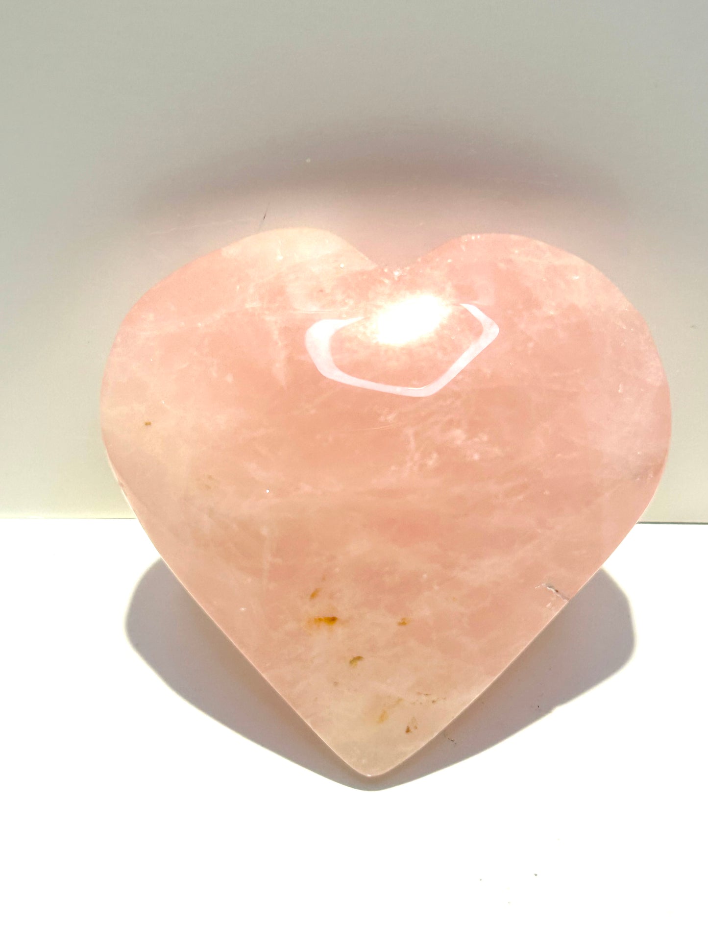Rose Quartz Heart Palm Stone Crystal Carved