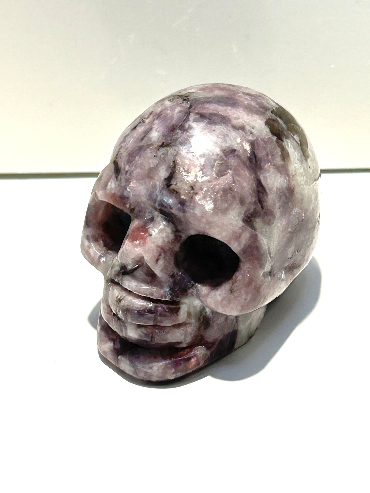 Lepidolite 2” Skull Gemstone Crystal Carving Mica Stone