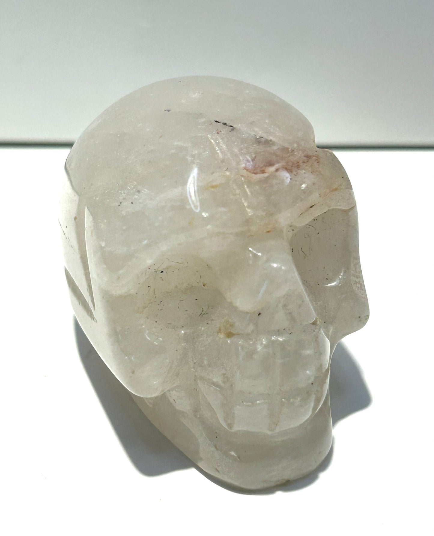 2” Clear Quartz Skull Carving With Inclusions Crystal