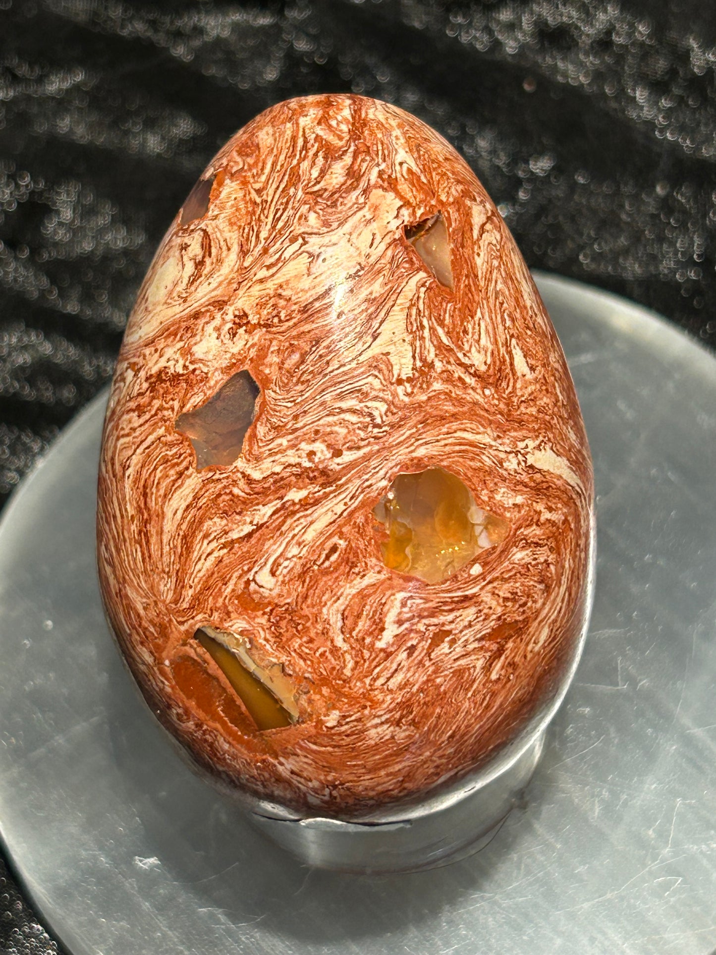 Mexican Fire Opal in Matrix Egg Carving