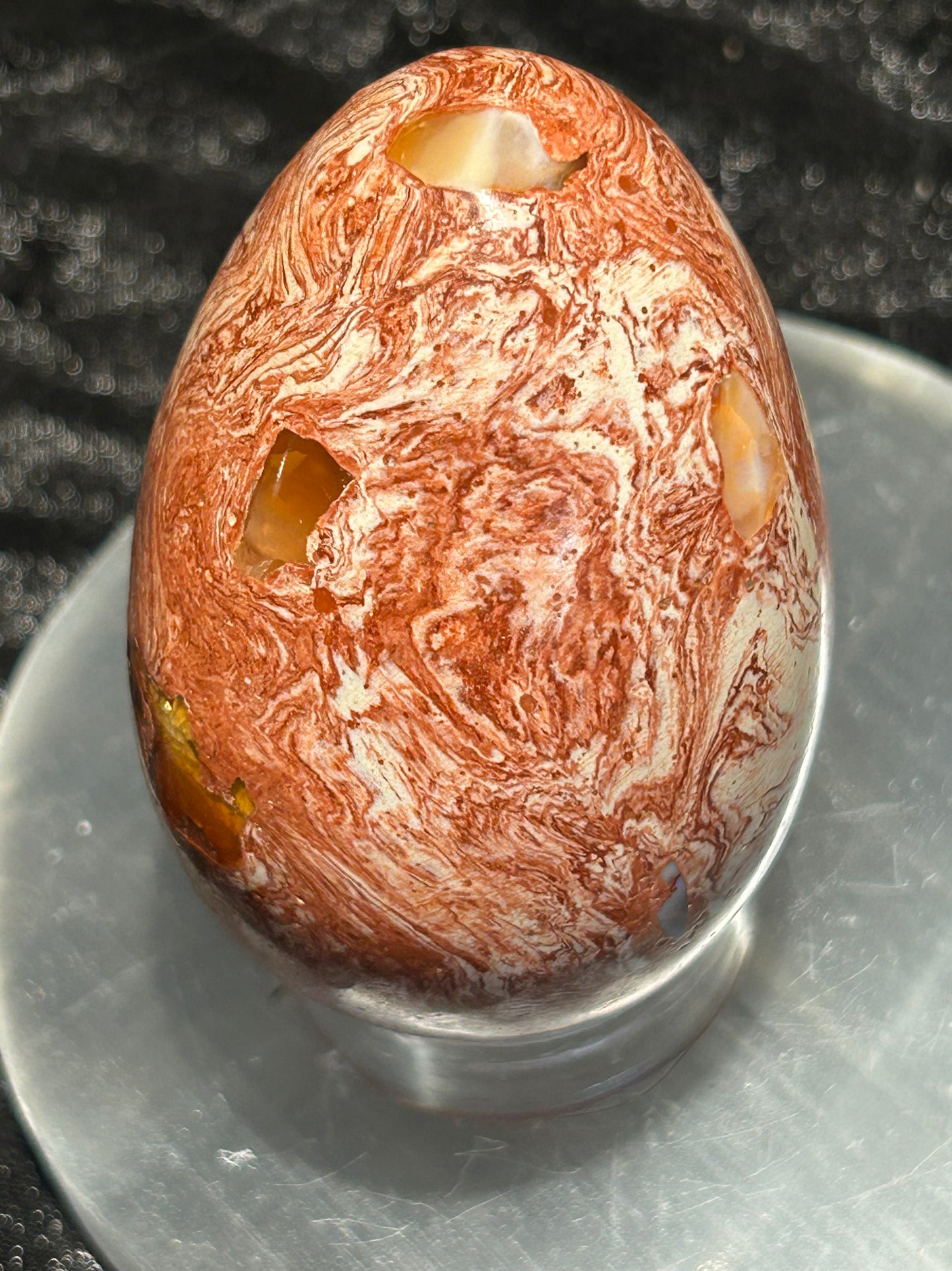 Mexican Fire Opal in Matrix Egg Carving