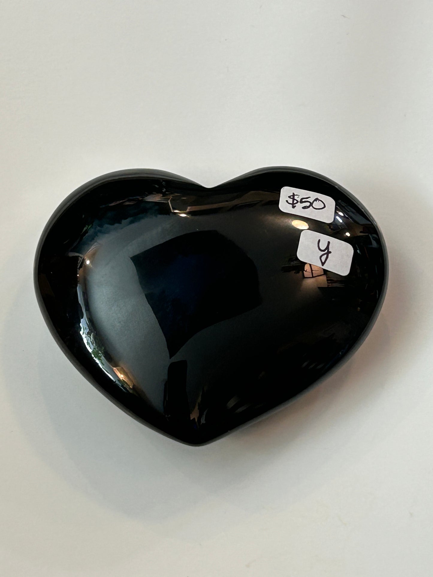 Rainbow Obsidian Heart Palm Crystal Carving