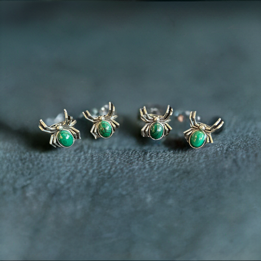 Adjustable Malachite Spider Ring