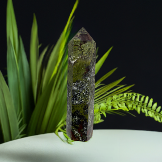 Dragons Bloodstone Jasper Tower Crystal  Point Carved Polished Bastite