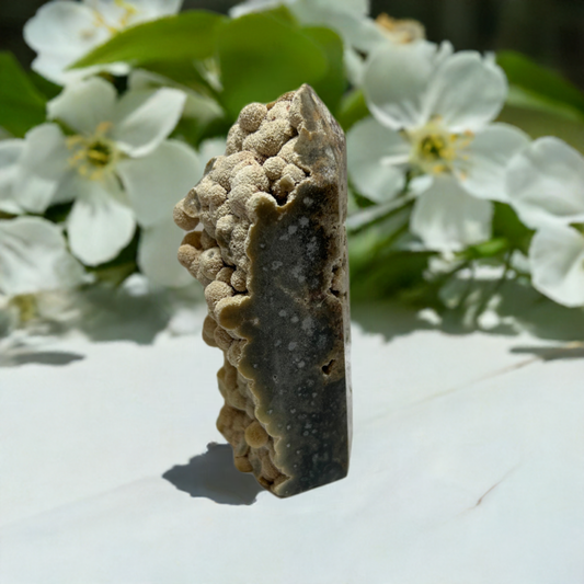 Ocean Jasper Raw Druzy Bubble Tower Green Eyes Carving Stone Crystal