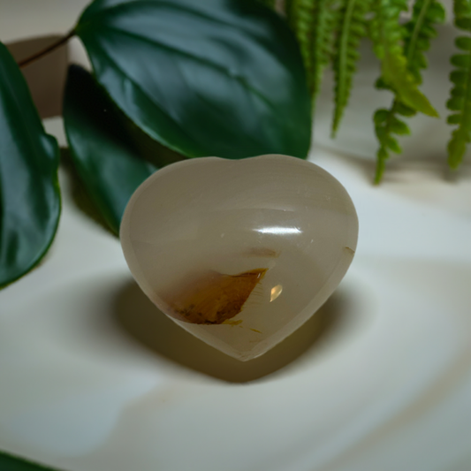 Agate Carved Crystal Heart Palm Stone