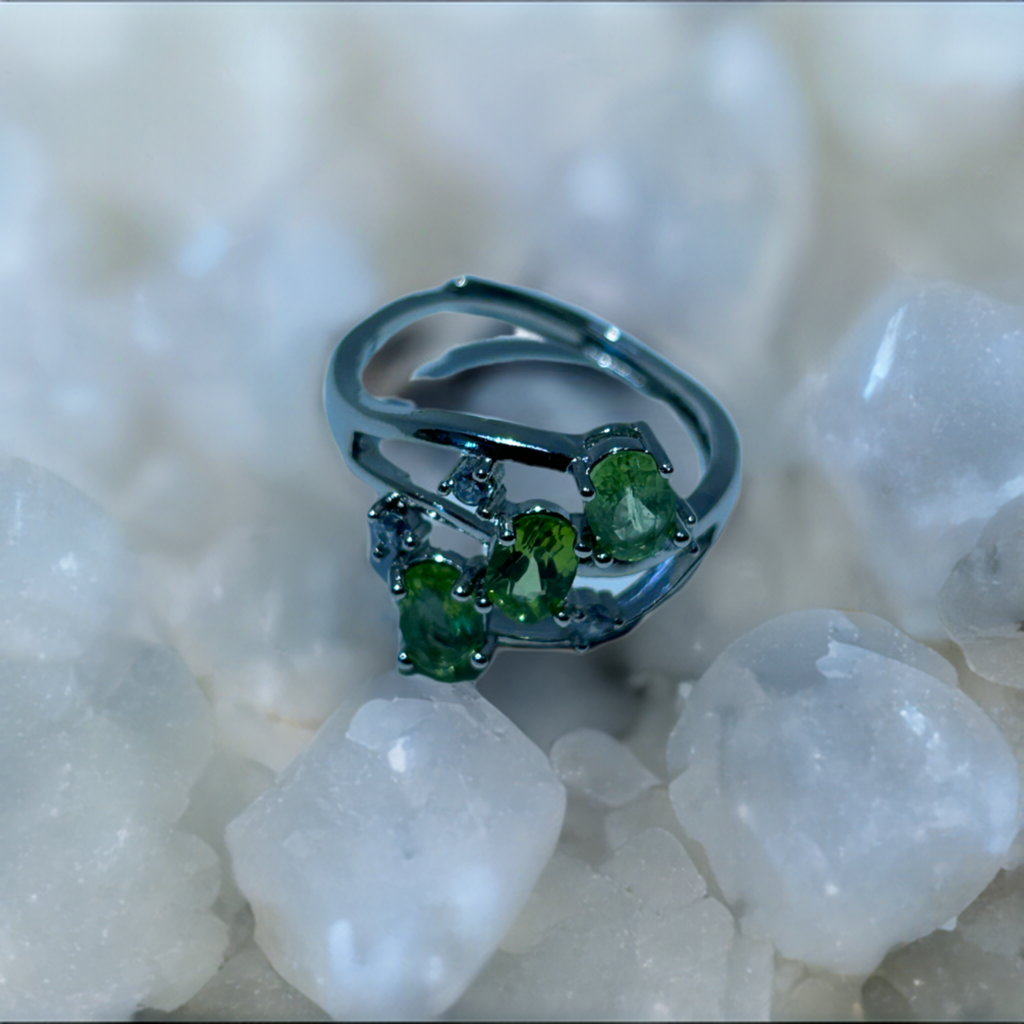 Peridot Adjustable Crystal Ring Jewelry 925