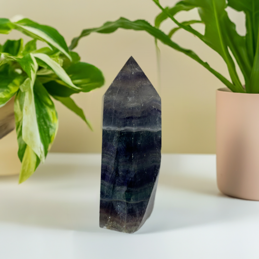 Rainbow Flourite Polished Point Tower Crystal (14)