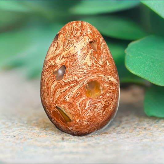 Mexican Fire Opal in Matrix Egg Carving