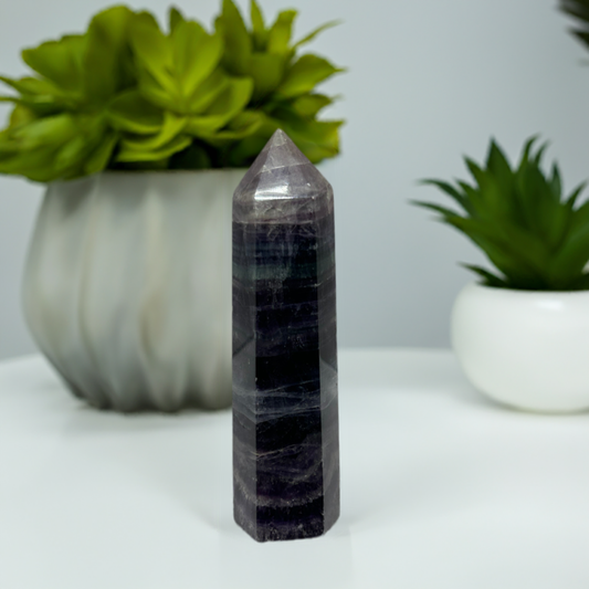 Rainbow Flourite Polished Point Tower Crystal (12)