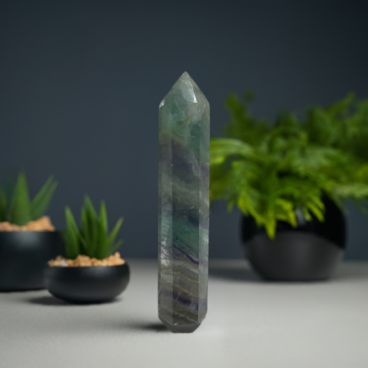 Rainbow Flourite Polished Point Tower Crystal (5)