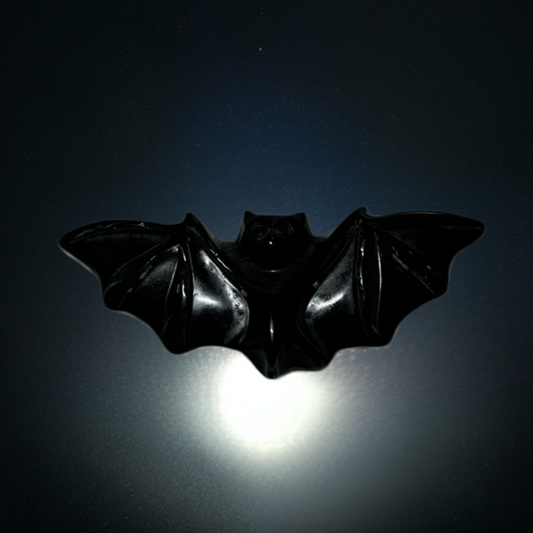Obsidian Bat Crystal Carving