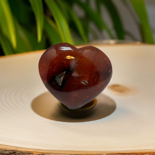 Carnelian Heart Carved Crystal Palm Stone Druzy