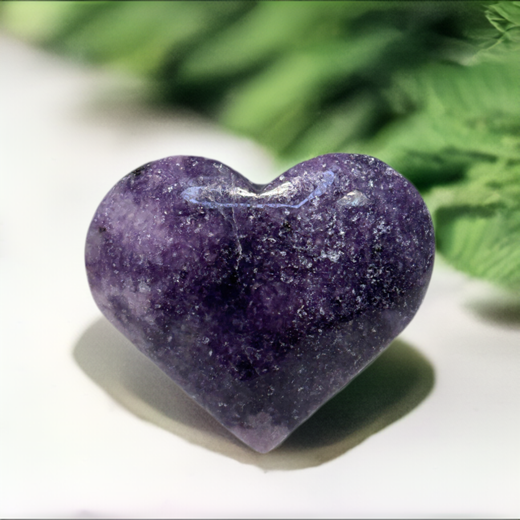 Lepidolite Heart Palm Stone Anxiety Crystal Gemstone