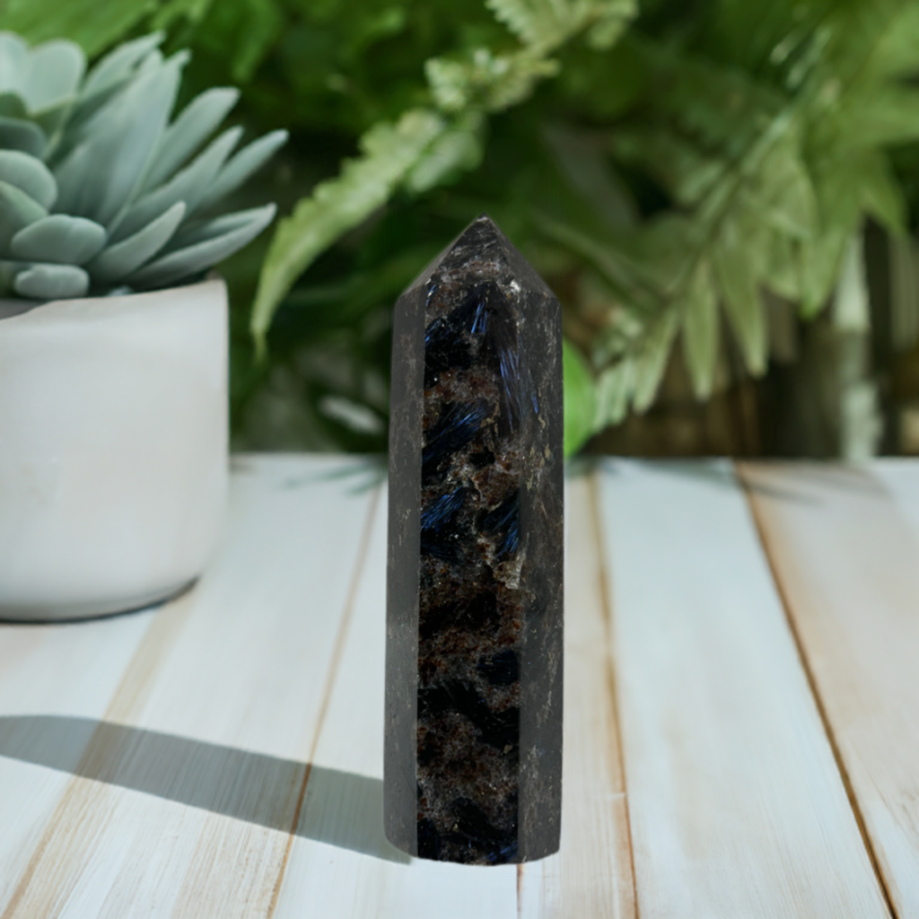 Arfvedsonite Tower Crystal  Point Carved Polished (A)