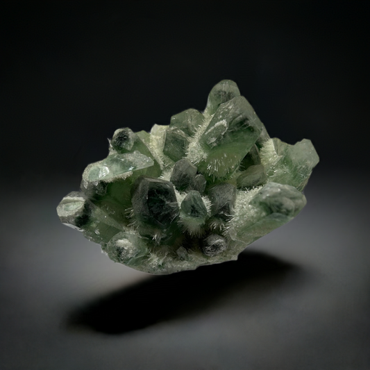 Green Chromium Phantom Ghost Quartz Crystal Cluster Specimen