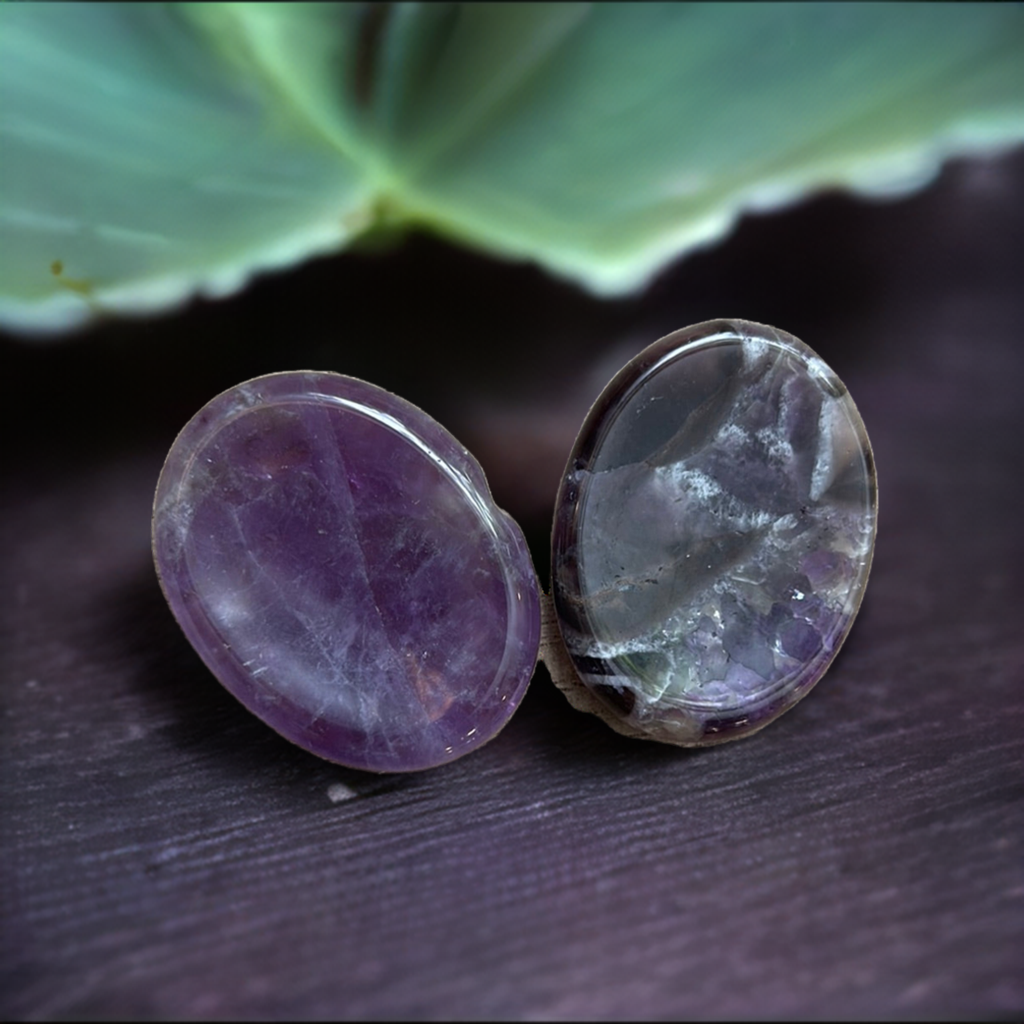 Amethyst Oval Worry Stone Thumb Indent
