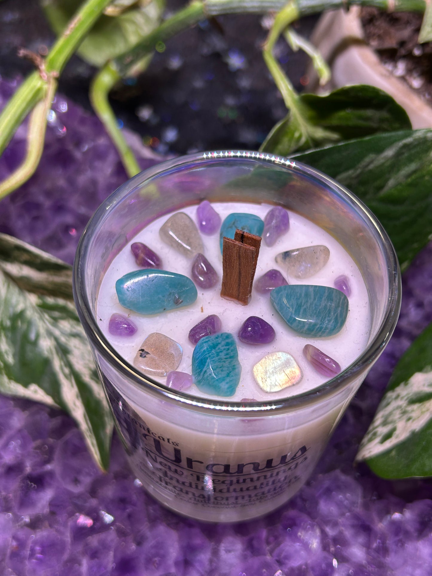 Planetary Candles with Crystals & Crackling Wood Wicks