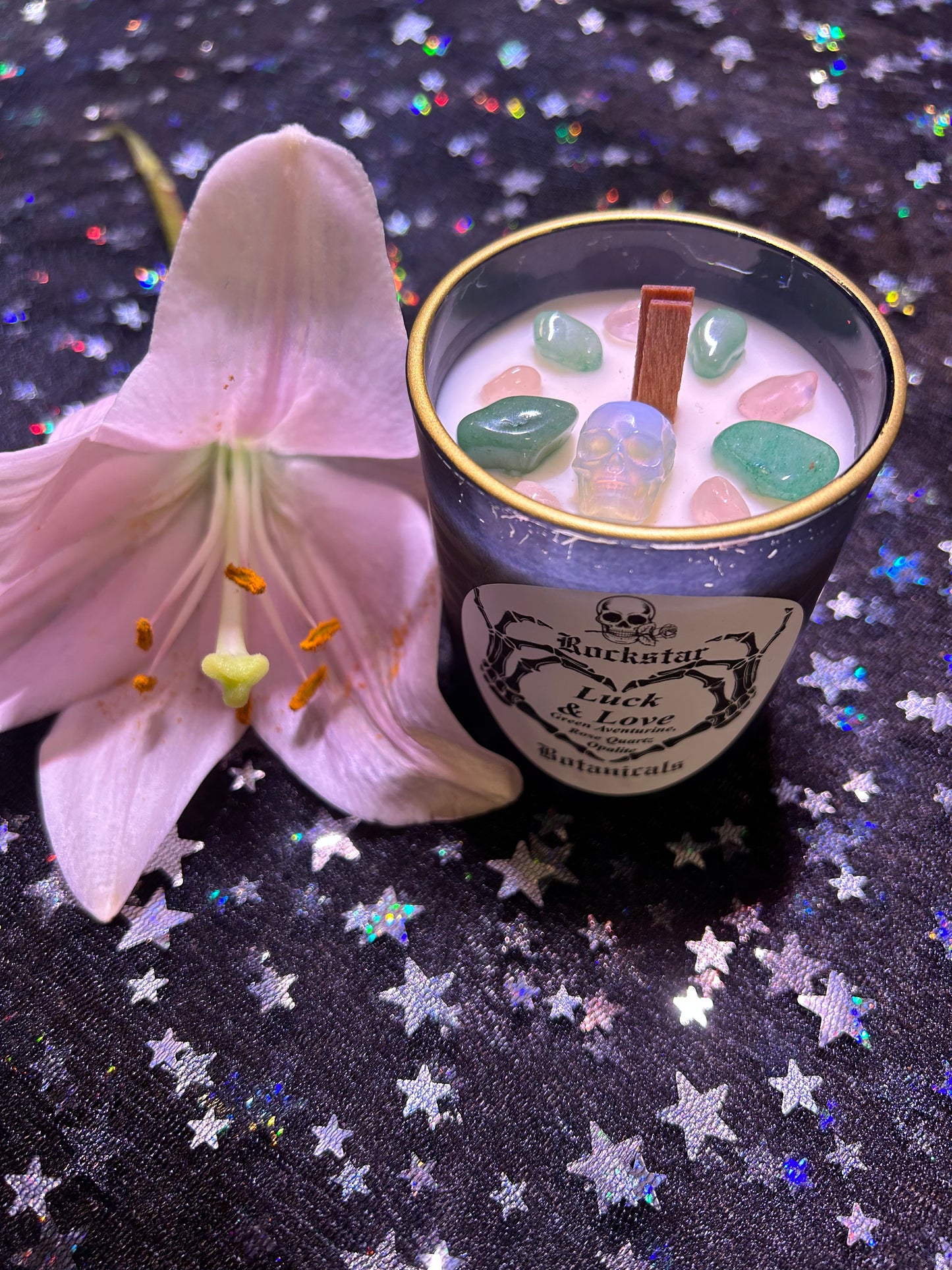 Love & Luck Candle Crystal Intention Crackling Wood Wick